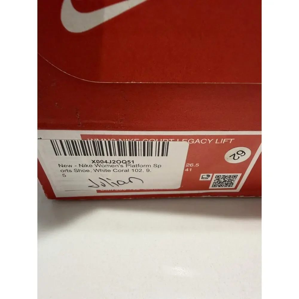 Women Nike Court Legacy Lift Lifestyle Sneakers Shoes White/Sea Coral DM7590-102